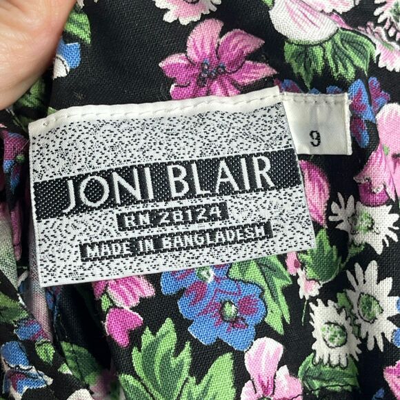 VTG 1980s Floral Maxi Dress Sweetheart Neck Black Multicolor Rayon Size 9 Medium - Picture 7 of 16